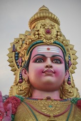 hindu god lord murugan statue temple decorated 