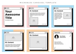 Microblog carousel slides template for social media. Six editable page with old computer aesthetic theme.