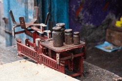 Old rusty iron scale weights