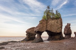 The icon Hopewell Rocks in New Brunswich. Popular tourist destination, the Bay of Fundy has the highest tides in the world.