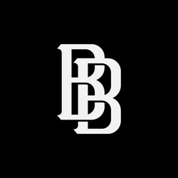 Monogram logo, Initial letters B or BB, white color on black background