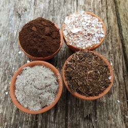organic fertilizer within alternative agriculture: eggshells,beard pulp,hair,banana peel and dried coffee grounds