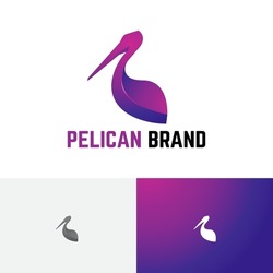 Beautiful Pelican Exotic Bird Elegant Gradient Logo Symbol