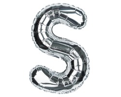 English Alphabet Letters. Letter S. Silver Helium balloon. Good for Party, greeting card, events, advertising.  High resolution photo. Isolated on white background.