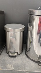 Sliver dustbin round and square shape.