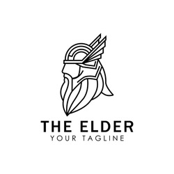 The elder viking gladiator monoline logo. Vector logo
