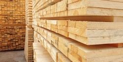 Raw wood drying in the lumber warehouse