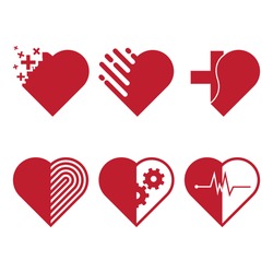 Set of heart logo vector. Healthcare, heartcare.