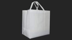 site guest view of Beautiful Non Woven grocery shopping white bag with black background
