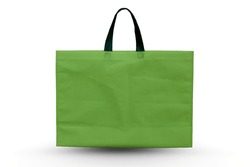 Green Bag on White Background with copy space for text and logo. ECO Friendly Shopping Bag Isolated on white background. social media post