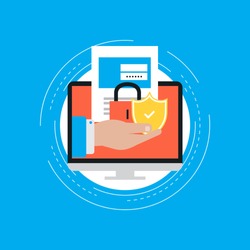 Secure account login flat vector illustration design. User interface login, account registration, site access authorization, online protection and security. Design for web banners and apps