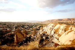 the view of Göreme city, surroundings contain rock-hewn sanctuaries that provide unique evidence of Byzantine art in the post-Iconoclastic period.
