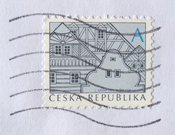 CZECH REPUBLIC, CIRCA 2012 - Stamp depicting traditional Czech architecture, released in the Czech Republic, circa 2012