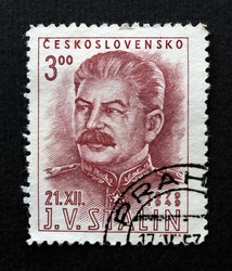 Stalin on a stamp from Czechoslovakia