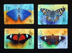 Australian postage stamps range with different species of butterflies