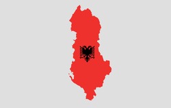 Albania vector map with flag