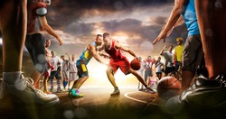 Basketball multi sports grand arena collage boxing basketball soccer football volleyball tennis fitness cycling baseball ice hockey