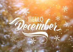 Great season texture with winter mood. Nature december background with hand lettering 