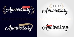 Happy Anniversary lettering text banner. Vector illustration