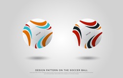 design pattern on the soccer ball. red, orange, black and blue color on the football mock up. Ball Vector Illustration 