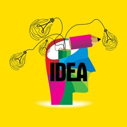 creative idea concept with human head vector 