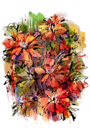 abstract flowers on white background,digital painting