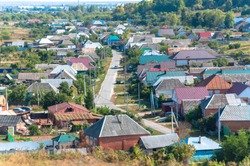 panoramic landscape-View of the village Krapivnoe -Russia.
