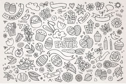 Easter hand drawn vector symbols and objects