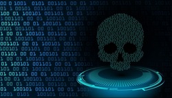 cyber hacker attack background, skull vector