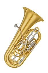 Gold vintage tenor horn tuba isolated on a white background. Music instruments series