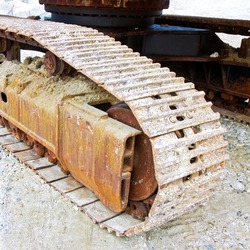 Track detail of an excavator machine