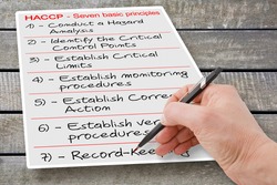 Seven basic principles about HACCP plans (Hazard Analysis and Critical Control Points) - Food Safety and Quality Control in food industry concept image