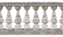 Old classic stone italian balustrade - seamless pattern concept on white backgroud for easy selection useful for renderings