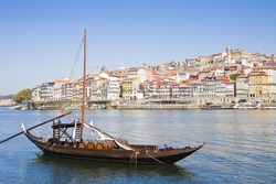 Typical portuguese boats used in the past to transport the famous port wine (Portugal - Europe)