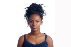 portrait of a girl african teen on white background