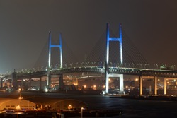 Nightview of Yokohama Bay Bridge in Kanagawa, Japan.