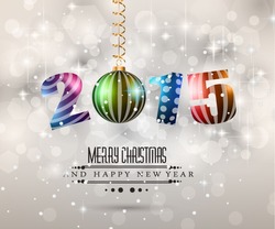 Modern Christmas Background with abstract geometric shapes for your 2015 Merry Christmas and Happy New Year Flyers, covers, posters and pages.