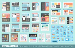 Mega Collection of Flat Style Website templates, Sheets, Icons, Social Network layouts, generic blogs, video portals and so on.