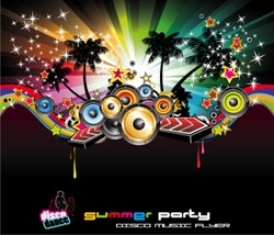 Tropical Summer Disco Nigh Event Background for Music Flyers