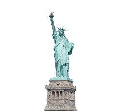 Statue of Liberty isolated on white clipping path insidein New York City, USA