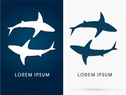 Silhouette, Swimming Shark, sign ,logo, symbol, icon, graphic, vector.