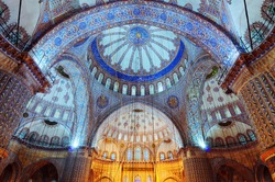 DECEMBER 18,2010 ISTANBUL.Blue Mosque (SULTANAHMET CAMII) interior.