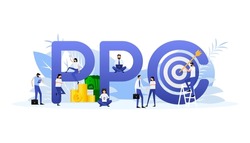 Ppc people for marketing design. Isometric vector illustration. Social media marketing