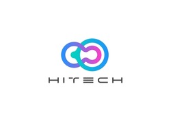 Hitech Logo DNA Molecule Technology Abstract design vector template. Medicine Science Hitech Nanotechnology Logotype concept icon.