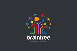 Brain Creative Ideas Logo design vector template. Brainstorming Social Logo Tree Network.
Social Network Tree concept Logotype. Brainstorming icon