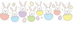 Easter background with bunnies and decorative eggs. Vector