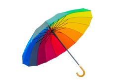 Rainbow umbrella on white background 