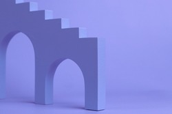 Geometric arch with stairs on Very peri purple background