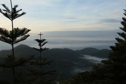 Northern Thailand mountain atmosphere in winter, sunset, evening time.