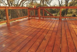 Newly Stained Deck in Backyard